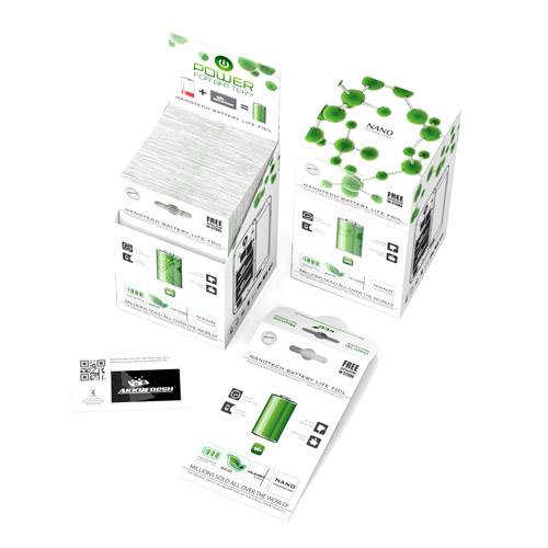 AkkuFresh® Next Generation Nanotech Battery Life Foil - small business package (100 pcs)