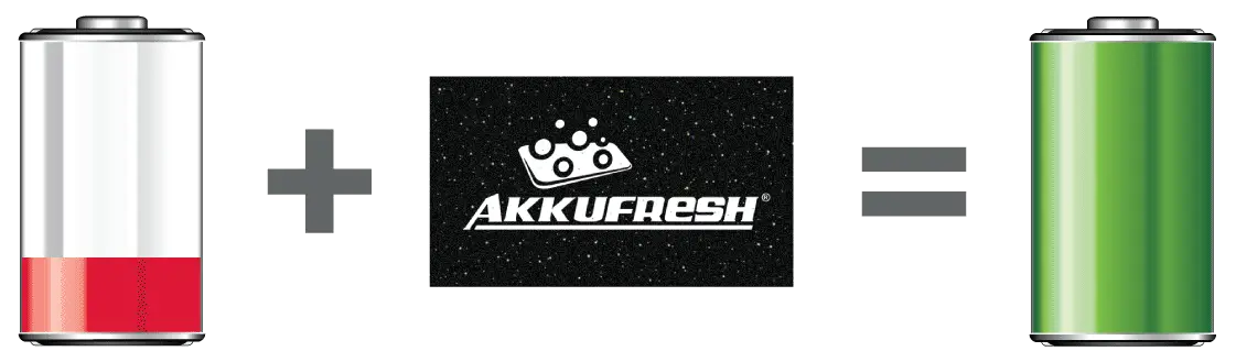 Low battery powered with AkkuFresh® foil will equal to fully charged battery
