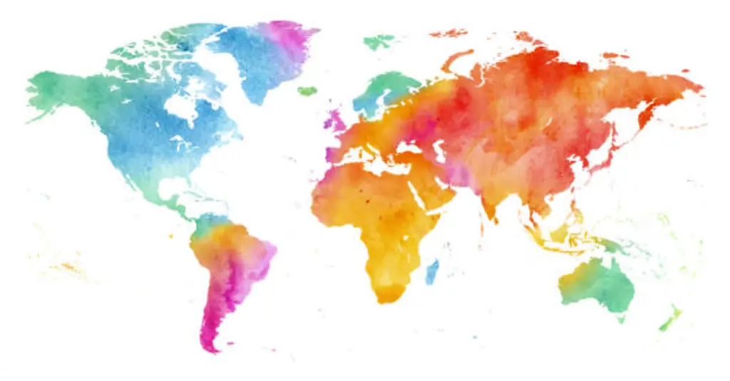 World map with colors