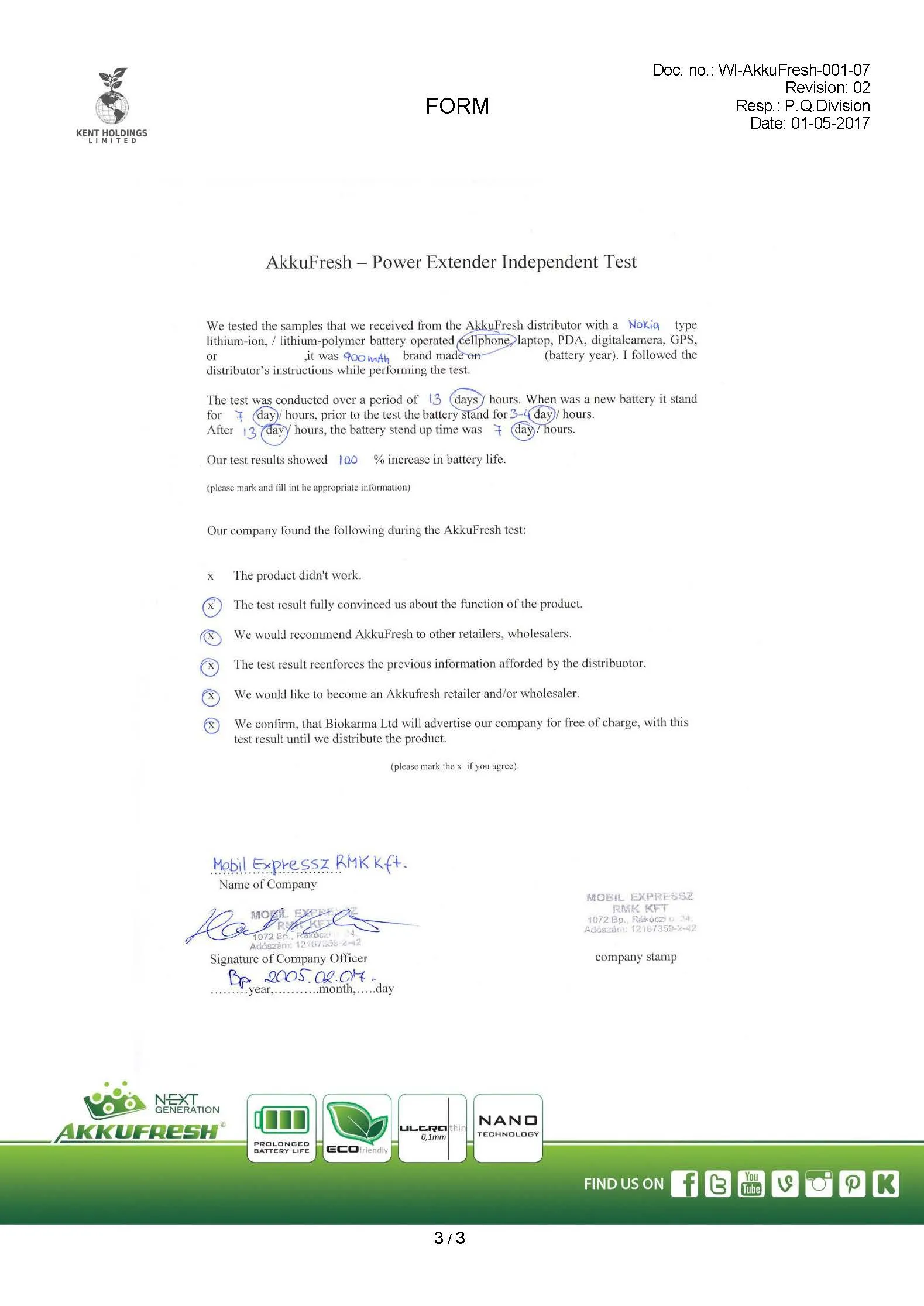This is a test by EU distributor partner Mobil Expressz, page 0003