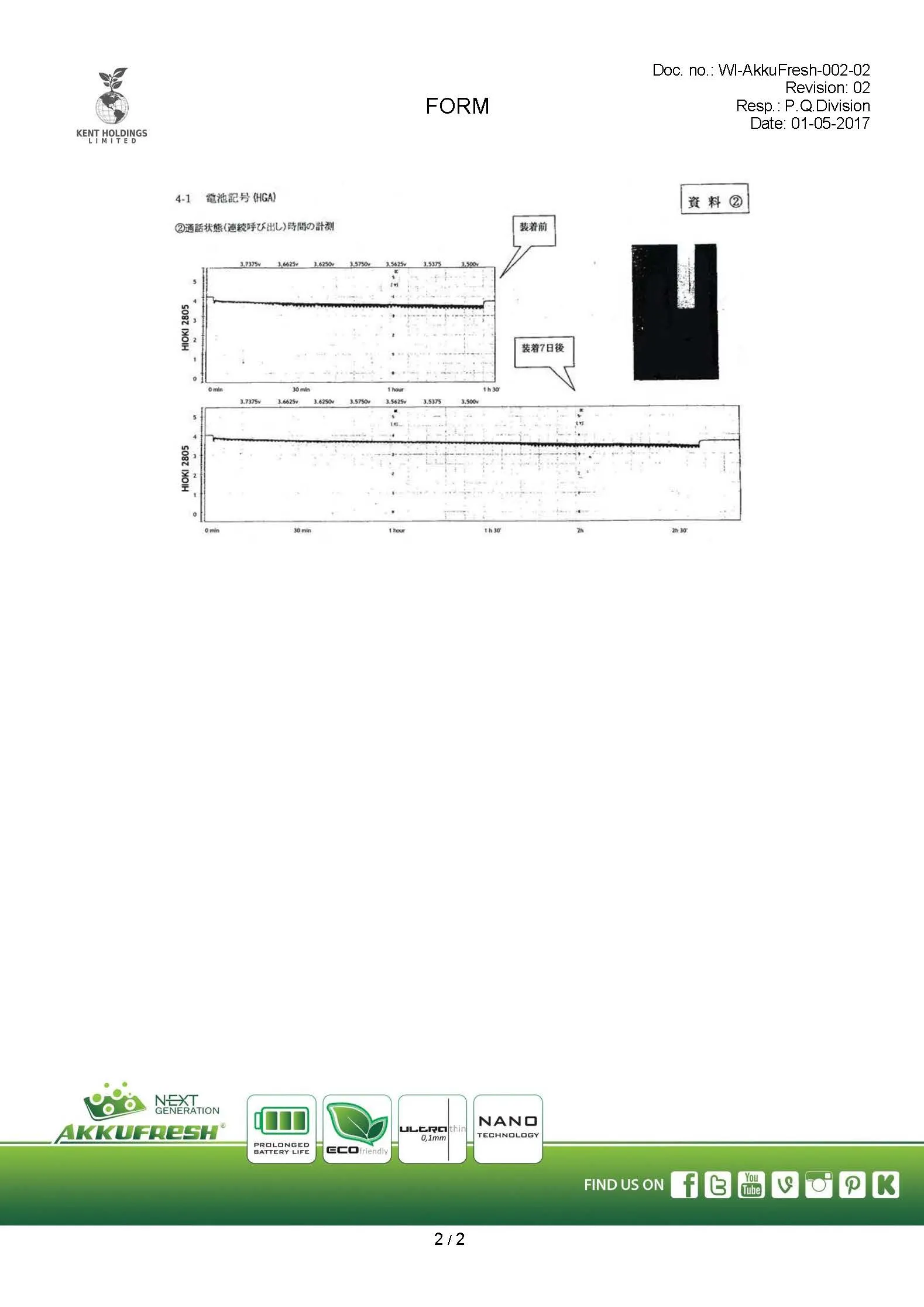 Test of AkkuFresh&reg; by Matsushita Electric Industrial Co., Ltd. page 0002